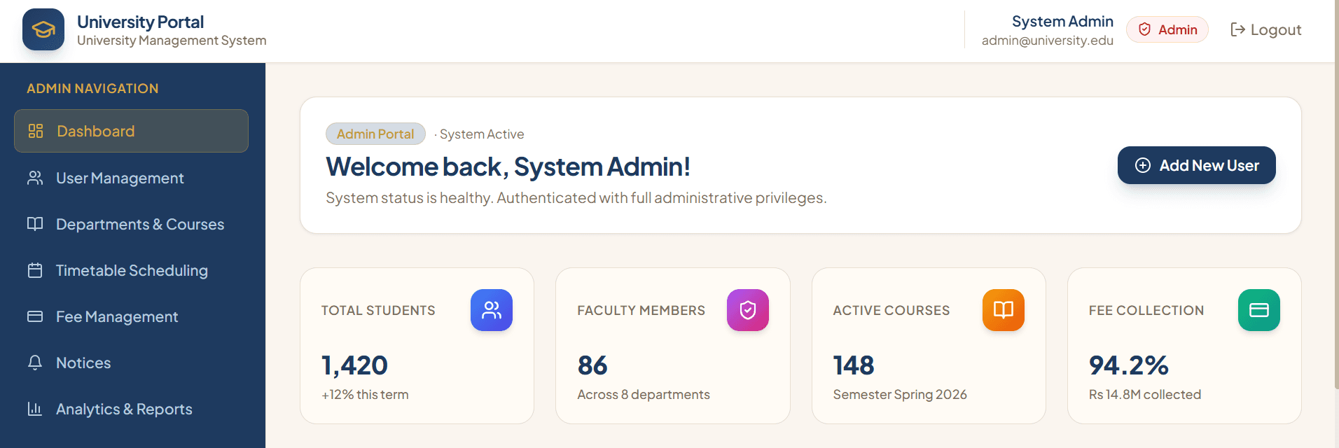 University Management System - undefined project built by WebVision Technologies